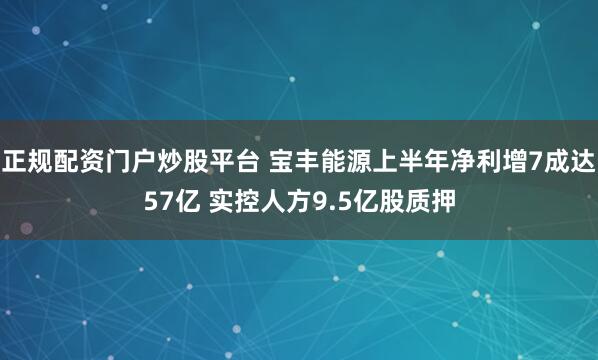 正规配资门户炒股平台 宝丰能源上半年净利增7成达57亿 实控人方9.5亿股质押
